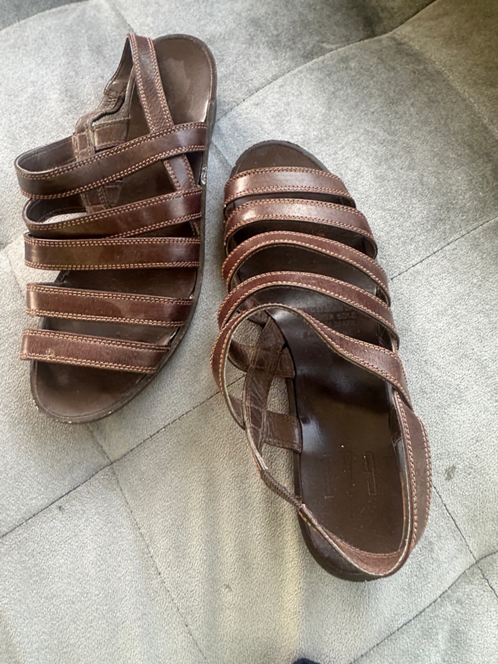 GAP Women's Brown Multi-Strap genuine leather Sandals made in Brazil